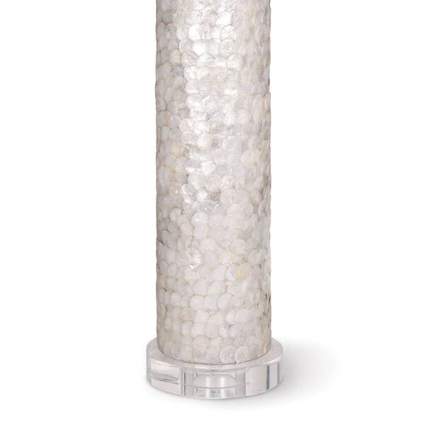 Crystal base of a scalloped capiz lamp